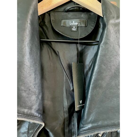 Lulu's Up on a Tuesday Black Vegan Leather Jacket - Size Small - NWT - Picture 4 of 7